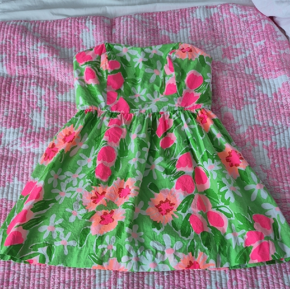 Lilly Pulitzer Green and Pink Floral Mini Dress